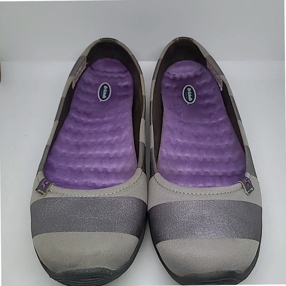 Dr Scholls Joliet Ballet Flats Woman 9.5 Grey Silver Metallic Comfort Slip‎ On